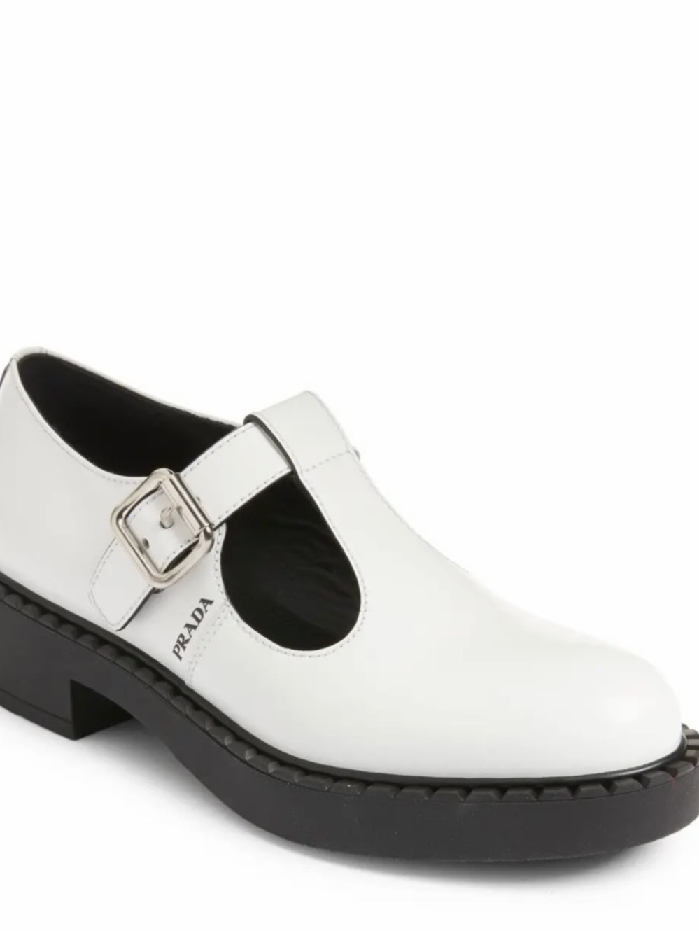 Prada Chocolate White Mary Jane Platforms